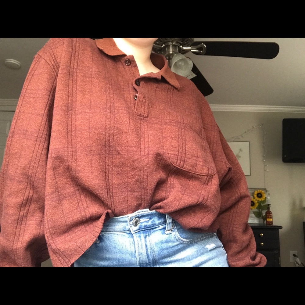 cropped burnt orange shirt